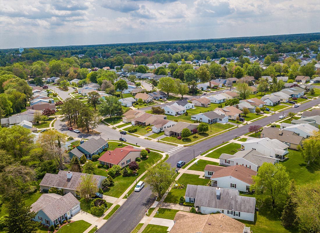 Contact - An Aerial View of a Small Town in the US on a Cloudy Day
